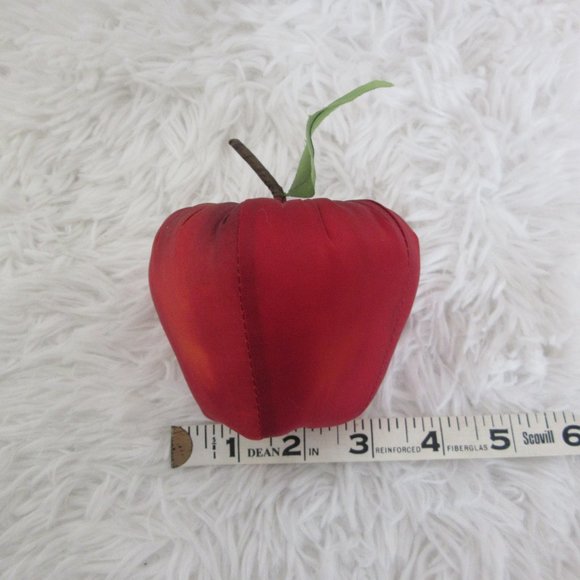 Vintage Apple Fabric Plush Christmas Decoration Red Satin The Broadway - Picture 3 of 7